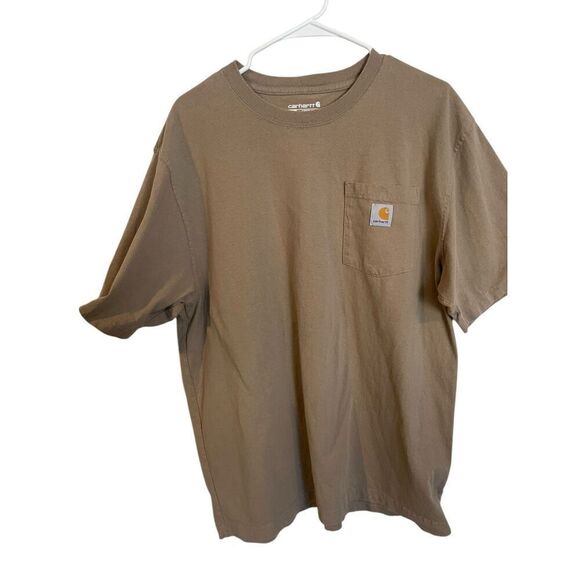 Carhartt Men's Tan Loose Fit Heavyweight Short-Sleeve Pocket T-Shirt Size Large - Picture 2 of 6